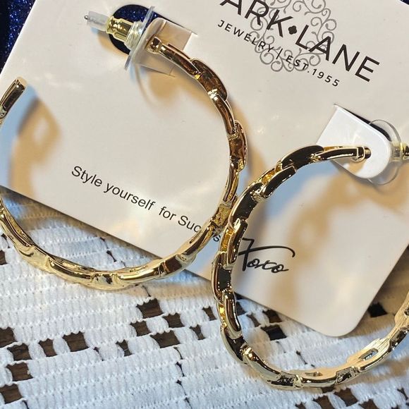 NWT ICONIC CHAINLINK STATEMENT HOOPS CHANTEL SILVER OR GOLD EARRINGS - Picture 12 of 13